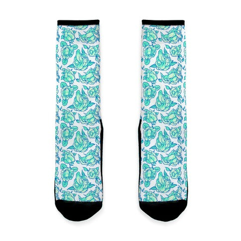 Floral Penis Teal Socks